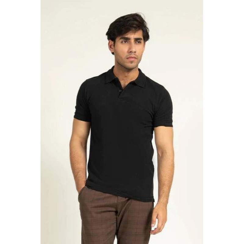 Black Pleated Collar Polo | Cougar S