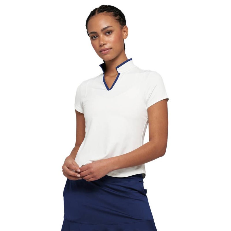 Lija Women’s Polo Top (White/Marine)