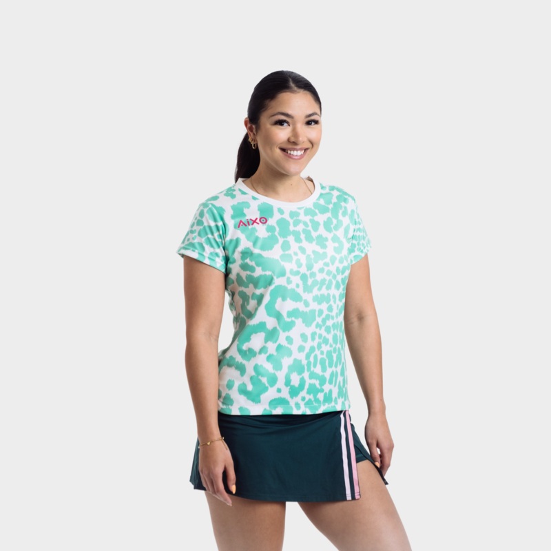 Aixo Leopard Womens T Shirt Ivory Ivory XS