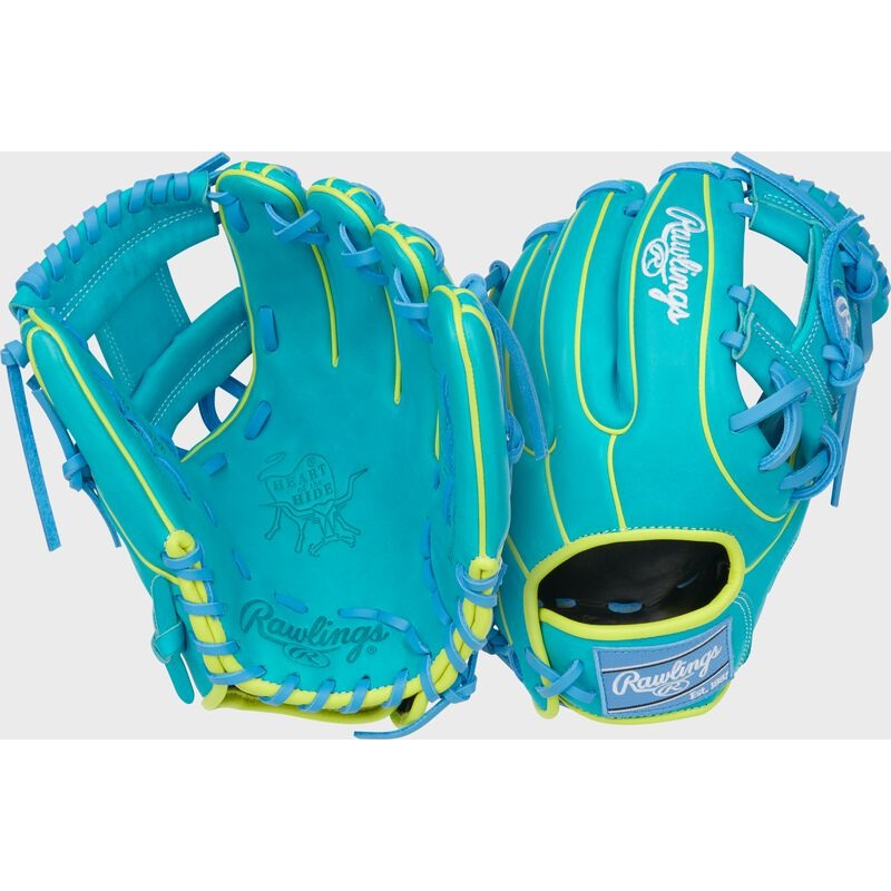 Rawlings Heart of the Hide Contour Fit 11.5″ Baseball Glove Teal/Yellow Right Hand Throw