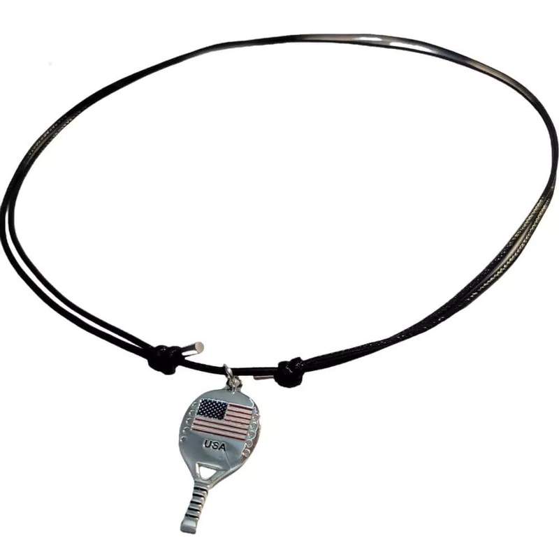 Necklace with Beach Tennis Racket and USA Flag