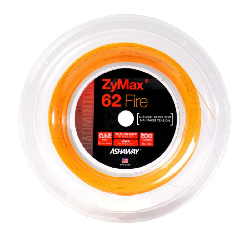 Ashaway ZyMax 62 Fire String (200m Reel) Orange Orange 200m Reel