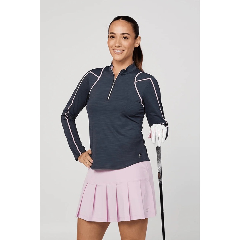 Women’s Sofibella Half Zip Long Sleeve – Shades of Pink Small