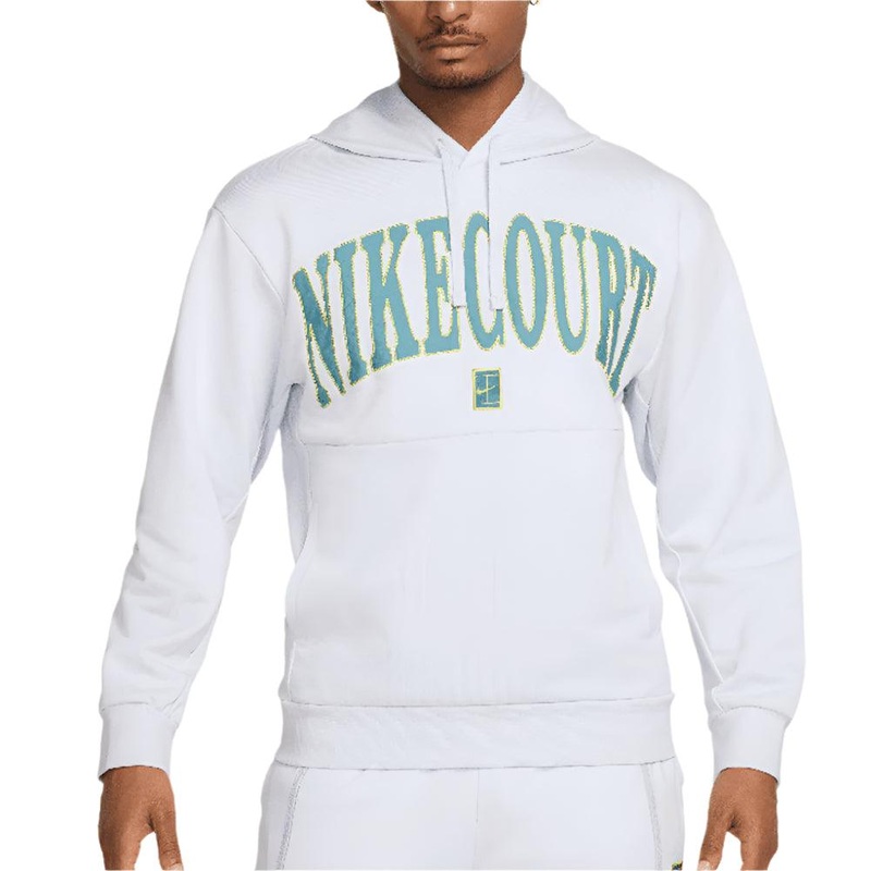 Men`s Heritage Dri-FIT Fleece Tennis Hoodie Football Grey and Mineral Teal