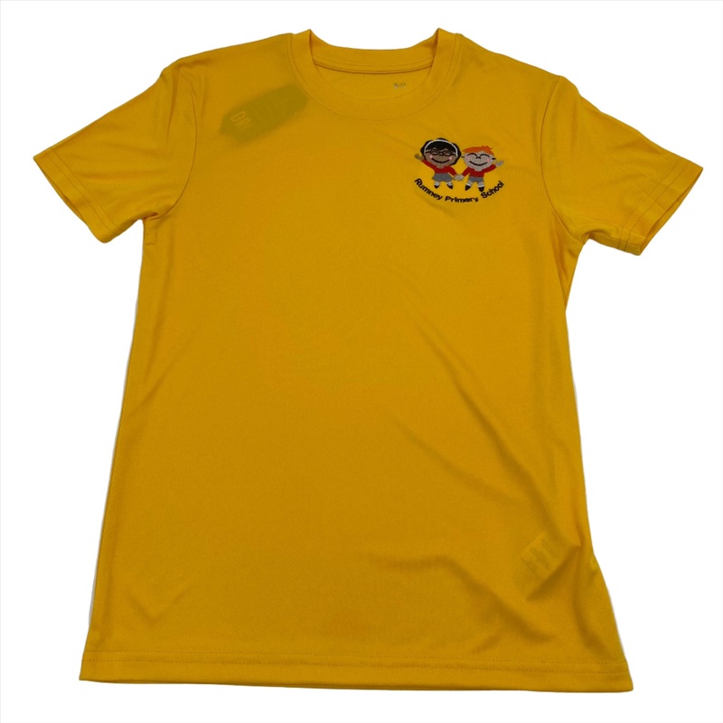 Rumney Primary School PE T shirt Yellow 3/4 YELLOW