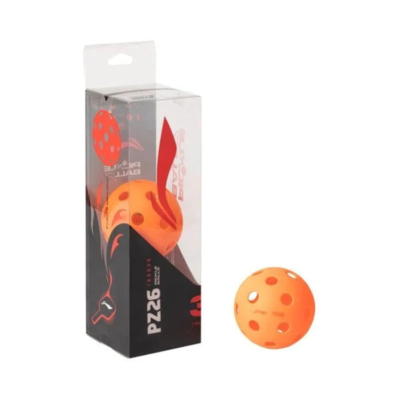 Li-Ning PZ26 Pickleball Indoor Balls 3Pack – Orange Orange One Size