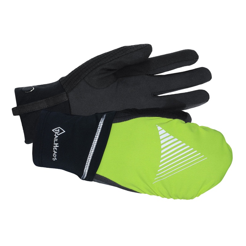 TrailHeads Men’s Convertible Running Gloves Black/Hi-Vis S/M