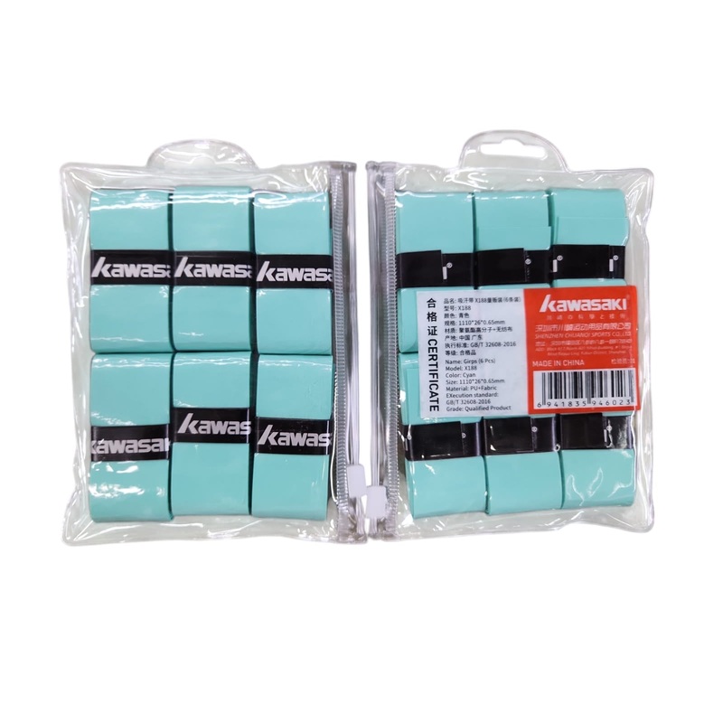 Kawasak Sweat-absorbent Grip X188 (6 pack) Cyan