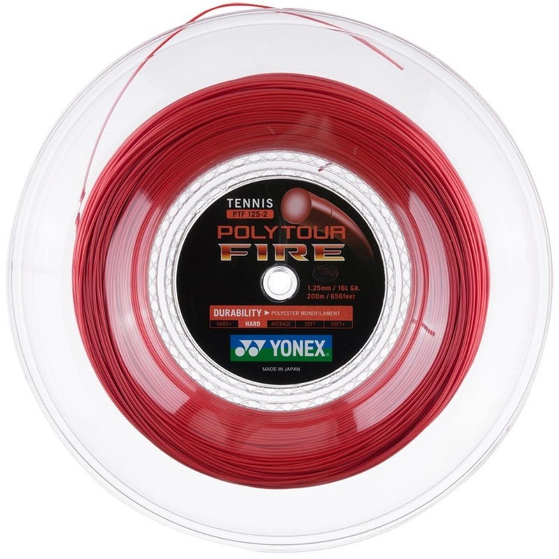 Yonex PolyTour Fire 16 1.30mm/200M Tennis String 200m Reel RED