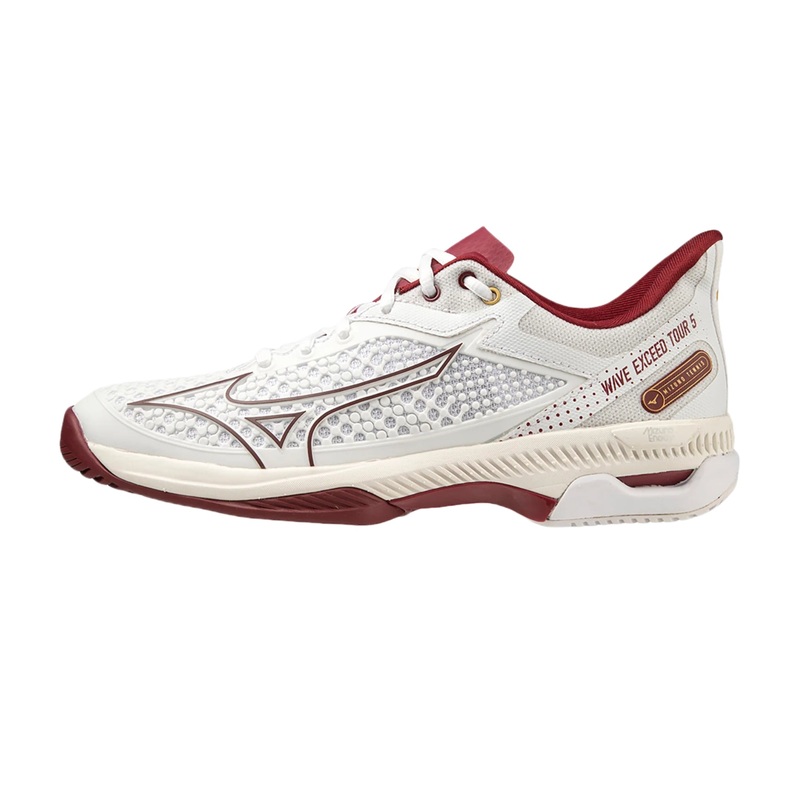 (CLEARANCE) MIZUNO WAVE EXCEED TOUR 5 AC WOMEN’S Tennis Shoes White/Cabernet/Papyrus US(M) 5.5/ US(W) 7/ UK 4.5/ EU 37/ 23.5 CM