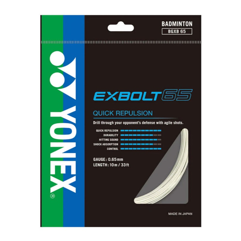 Yonex Exbolt 65 Badminton String (10m Set) White WHITE 10m Set