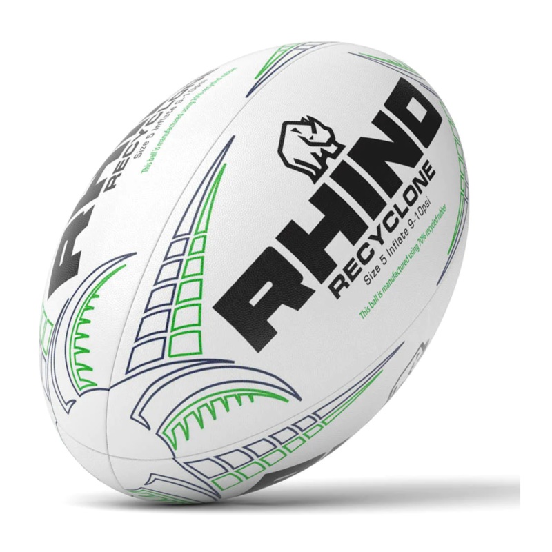 Rhino Recyclone Recycled Rugby Training Ball S3 WHITE