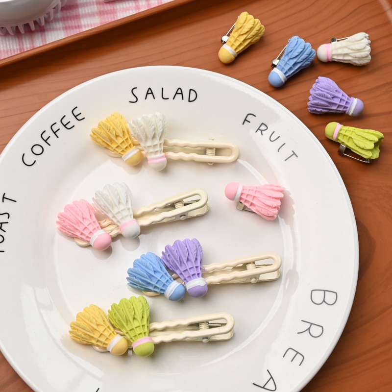 Pastel Colors Mini Badminton Hairpin or Brooch Hairpin – Pink/White