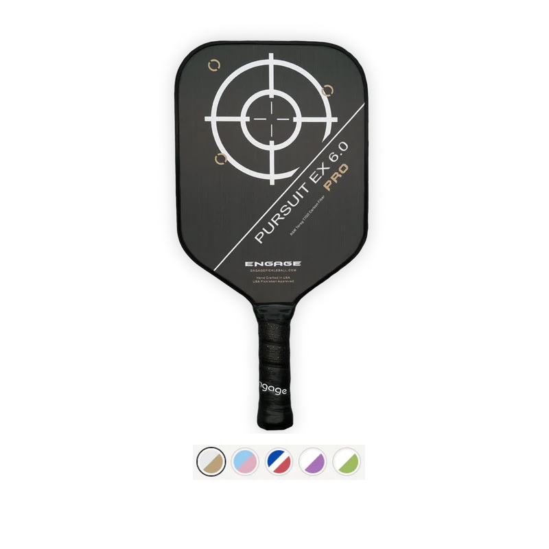 Engage Pursuit Pro EX 6.0 Series Raw T700 Carbon Fiber Pickleball Paddles Red White Blue