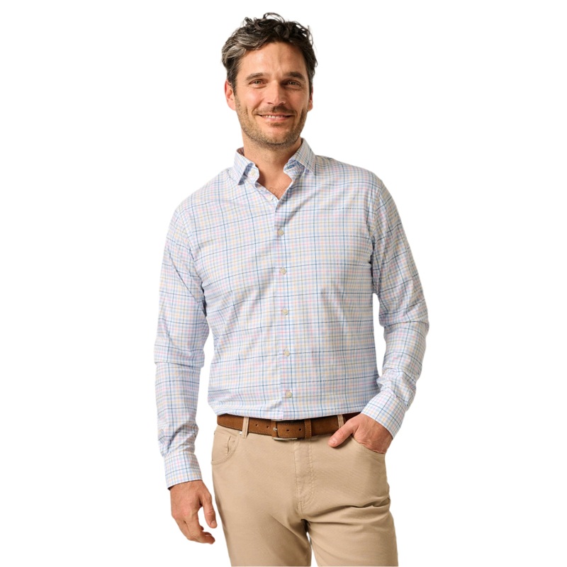 Johnnie-O Men’s Singleton Button Up Shirt Lapis Small