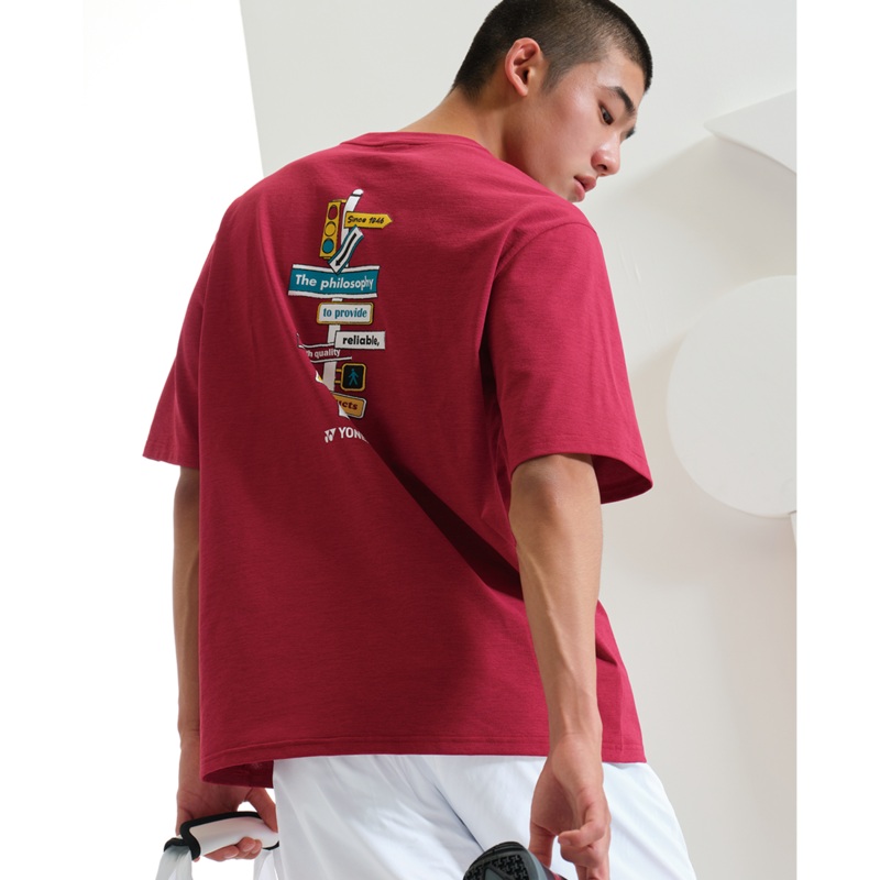 YONEX UNI T-Shirt 243TS043U (OVER FIT) DARK RED 85(XS)