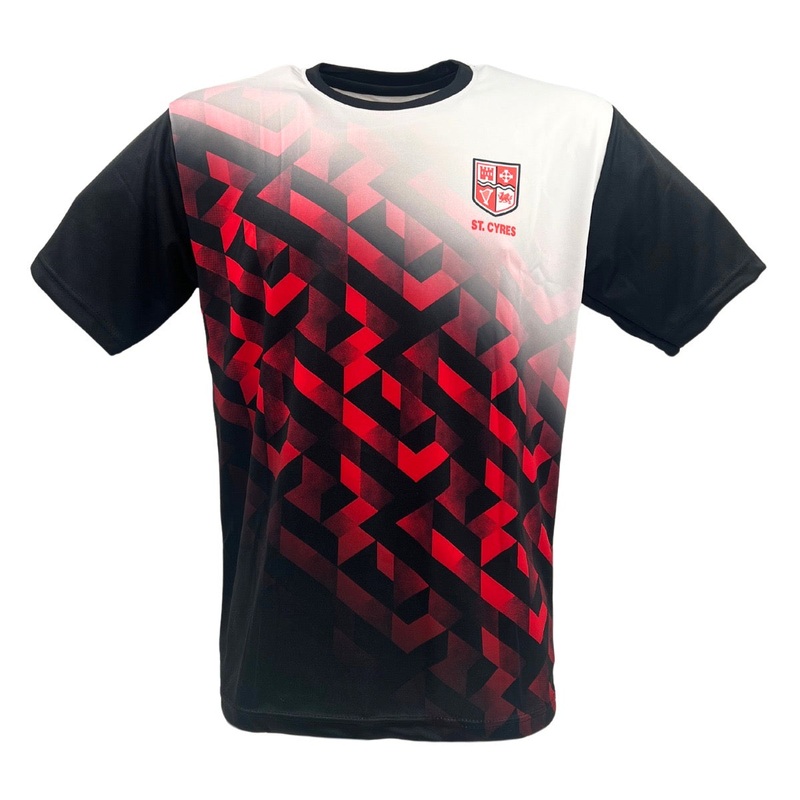 St Cyres PE T Shirt Sublimated (Unisex) RED/BLACK JM 4XS (7/8 YEARS)