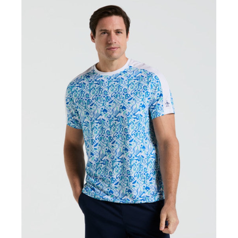 Original Penguin Short Sleeve Performance Graphic Blocked (O1KSF002) Tennis T-Shirt Men Bright White S