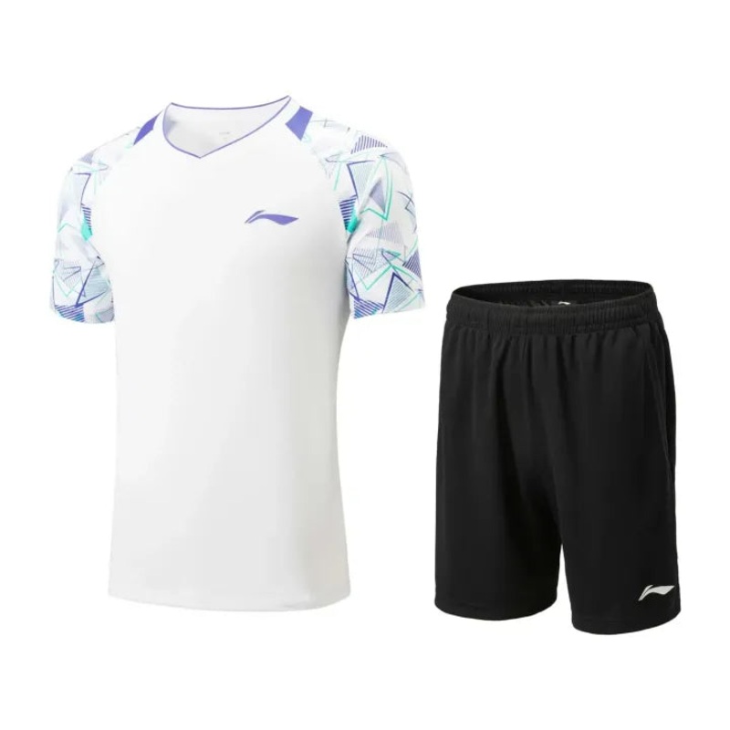 Li-Ning Badminton Competition Uniform Unisex – White/Black Standard White/Black S