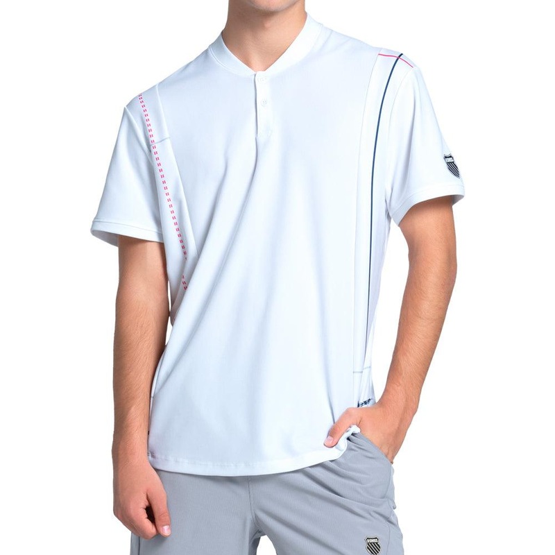 Men`s Monterey Henley Short Sleeve Tennis Top Malibu Blue