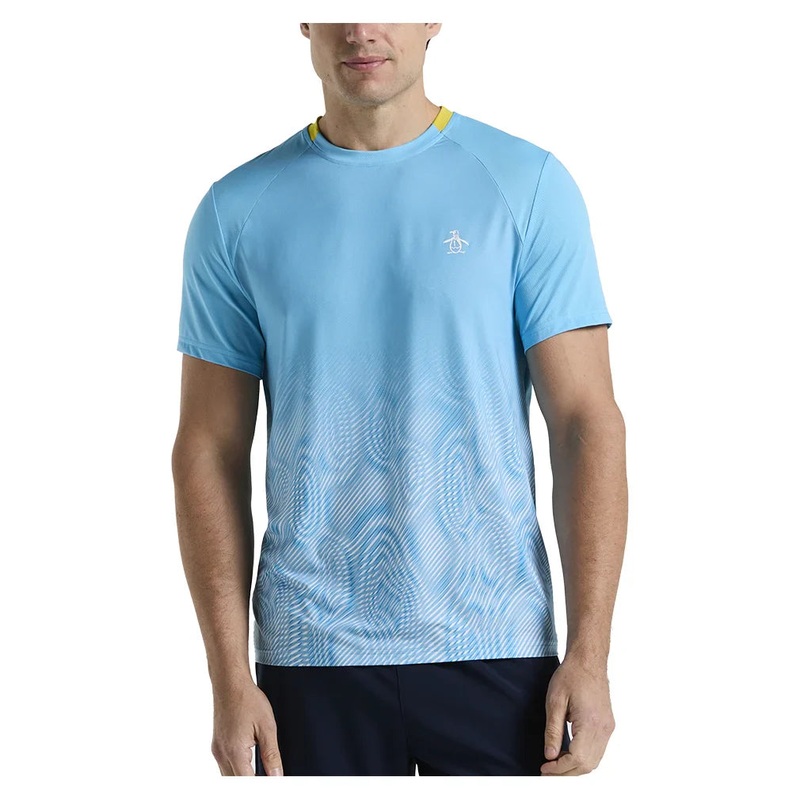Men`s Performance Ombre Block Tennis Crew Blue Grotto