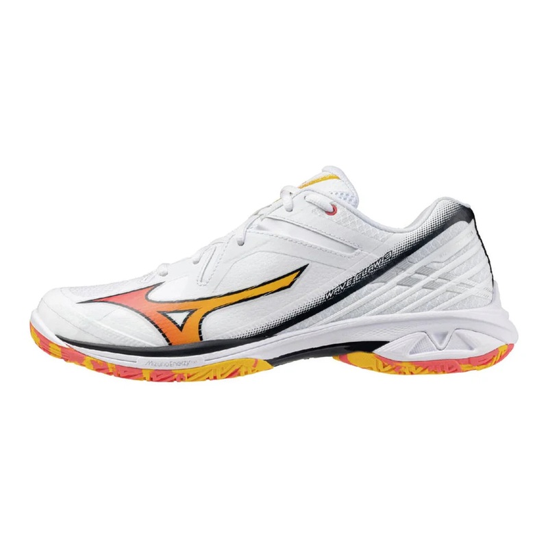 Mizuno Wave Claw 3 Badminton Shoe Unisex – White/Orange White/Citrus/Calypso Coral UK 4