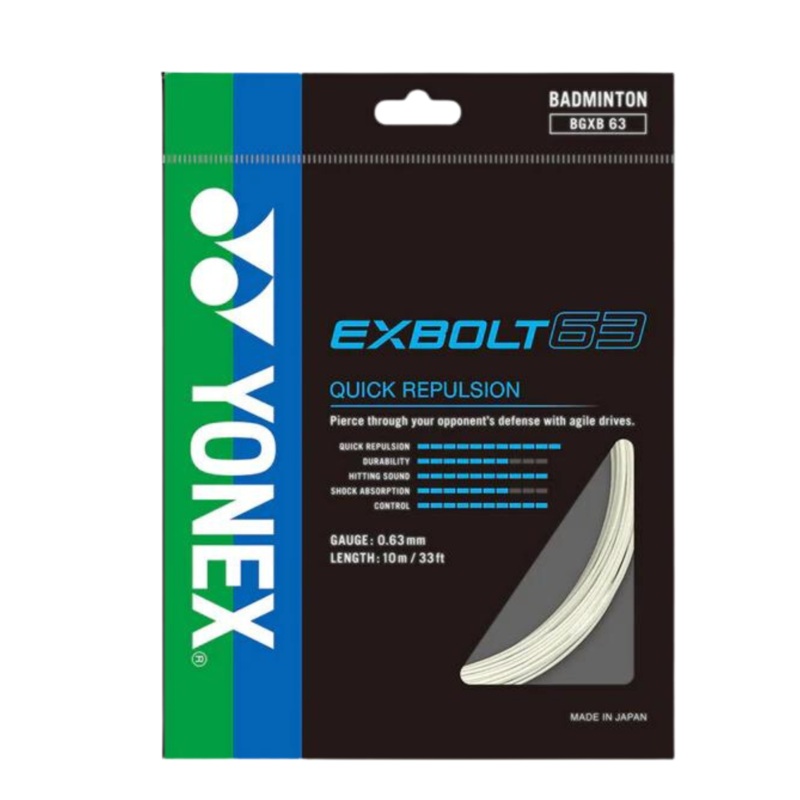 Yonex Exbolt 63 Badminton String (10m Set) White White 10m Set