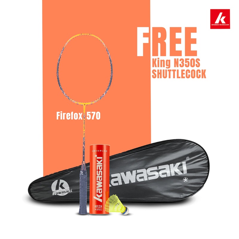 Firefox 570 Unstrung Badminton Racket(Orange) – 3U/G1 Kawasaki | Kibi Sports