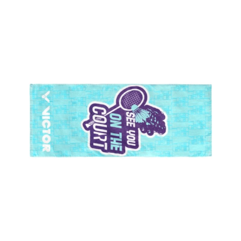 VICTOR Sports Towel TW2010 M Aruba Blue ‘SEE YOU ON THE COURT’