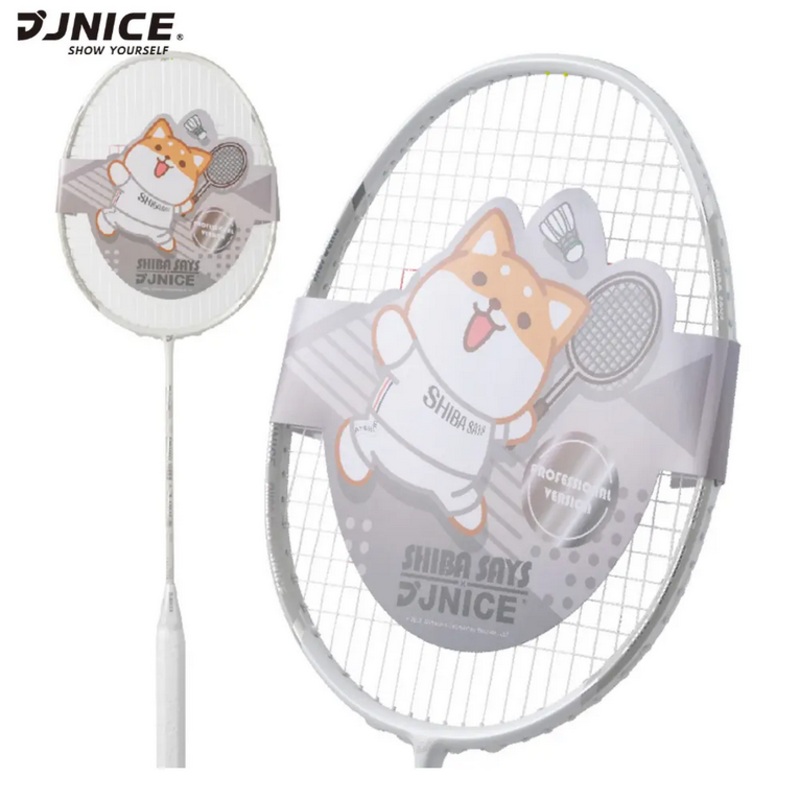 Jnice X Shiba Says Pro Badminton Racket – White White 4U5