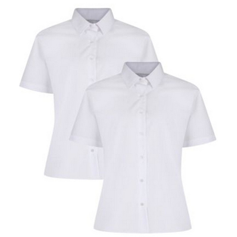 Trutex Girls’ 2 Pack Short Sleeve Non-Iron School Blouse 26 White