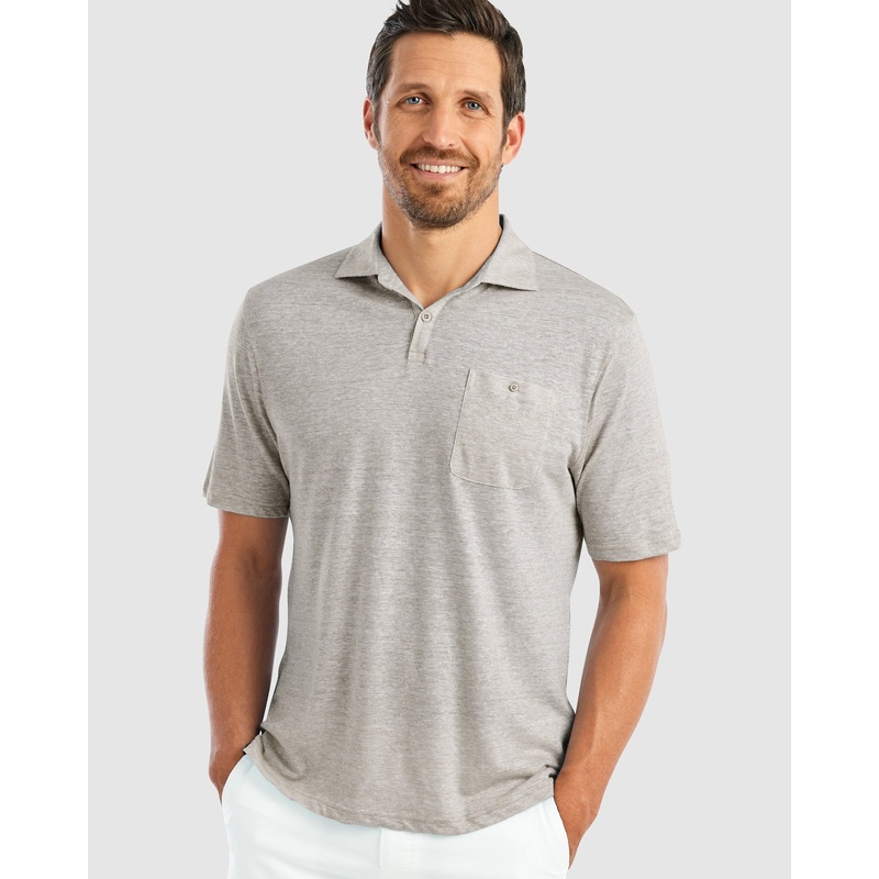 Johnnie O Mens Castaway Linen Blend Polo Small Havanna