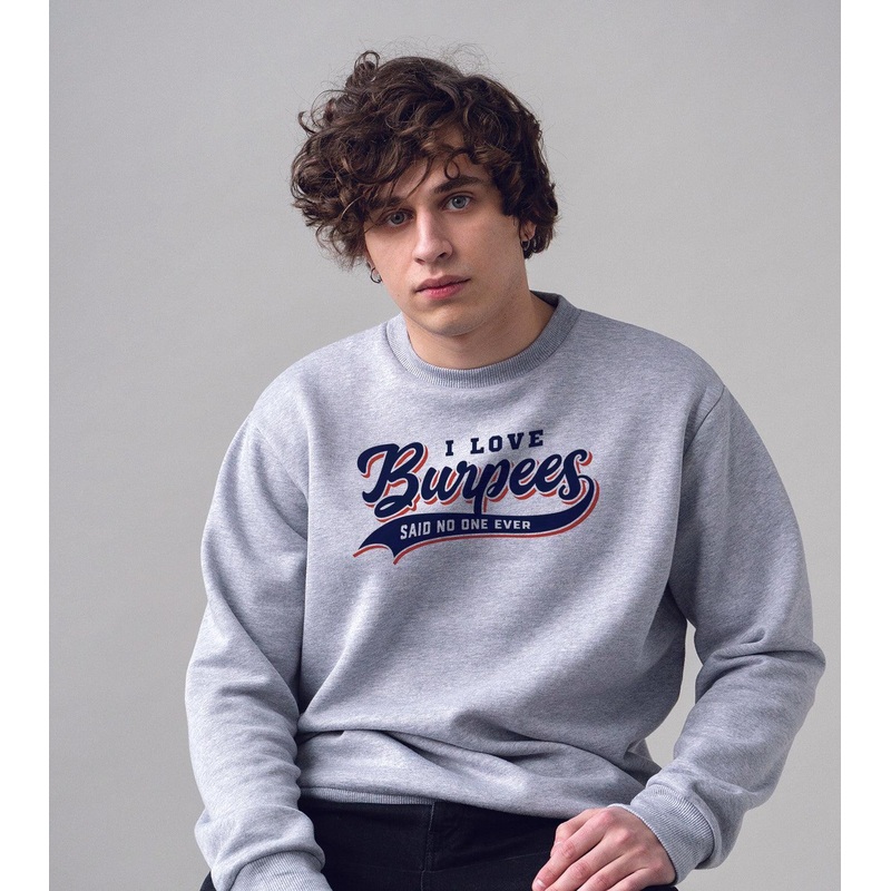 Men’s burpee Classic Crew Sweatshirt (Grey melange) Wod Armour | Kibi Sports S