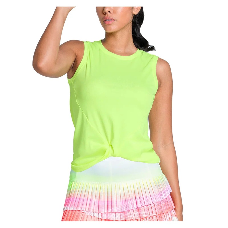 Women`s Twist Front Tennis Tank Lemon Frost