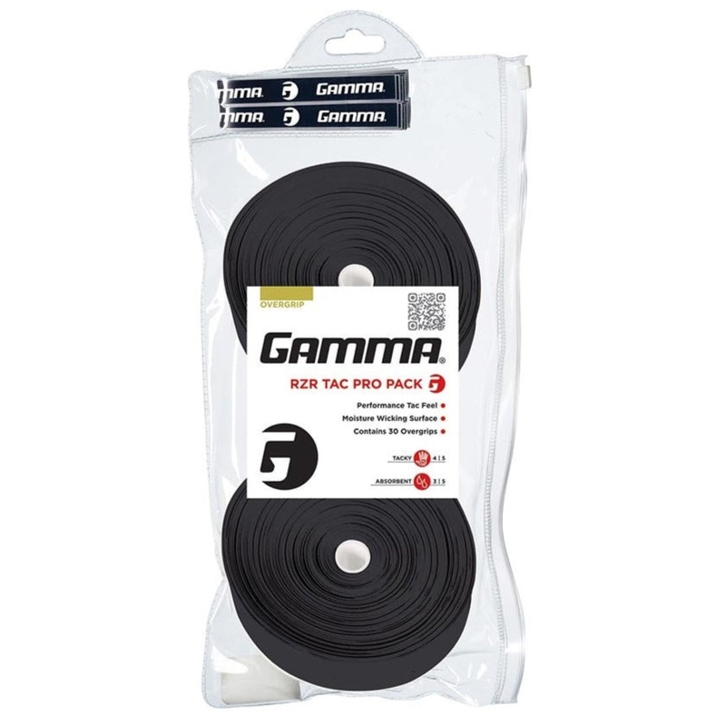 Gamma RZR Tac Pro Overgrips 30 Pack (Black)