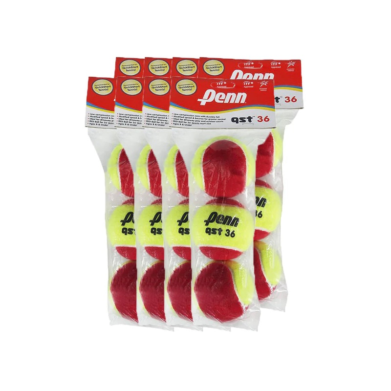 Penn QST 36 Quick Start Red Junior Tennis Balls (8 packs, 24 balls)