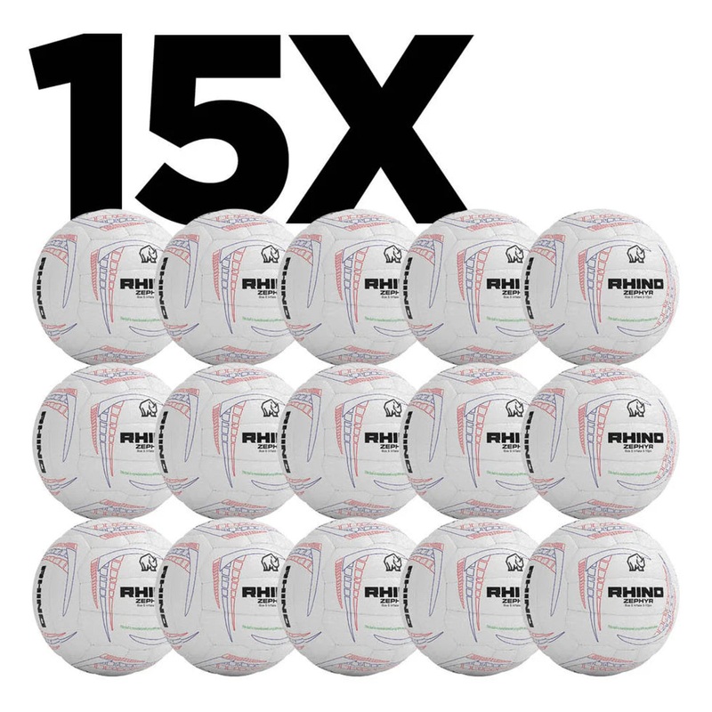 Rhino Zephyr Training Netball Box of 15 White S5
