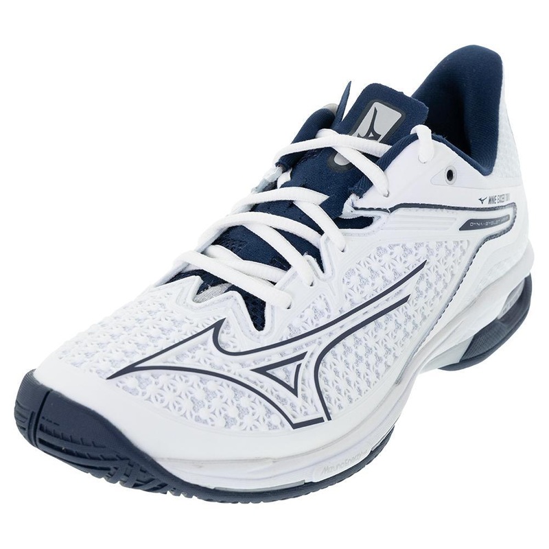 Men’s Wave Exceed Tour 6 AC Tennis Shoes White and Dress Blue