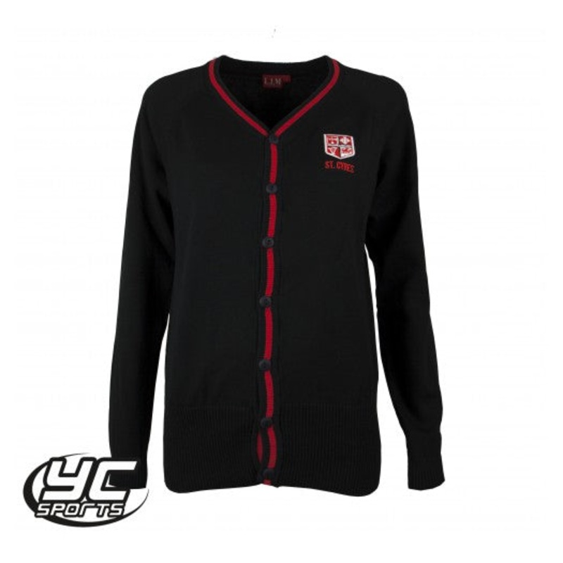 St Cyres High School Cardigan 7/8 BLACK/RED