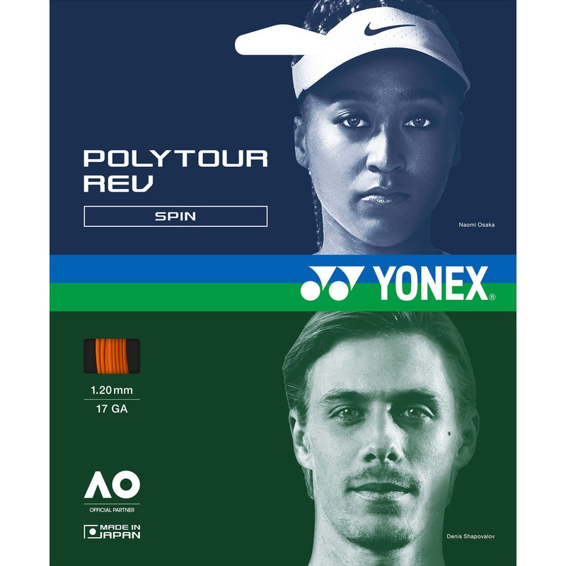 Yonex Polytour Rev 1.20mm 12m Pack Tennis String Orange 12m Set ORANGE