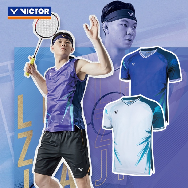 VICTOR Lee Zii Jia UNI Game shirt T-50007 White Blue (AF) M