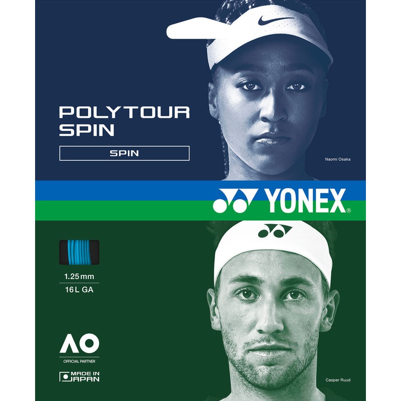Yonex Polytour Spin 1.25mm 12m Tennis String 12m Set COBALT BLUE