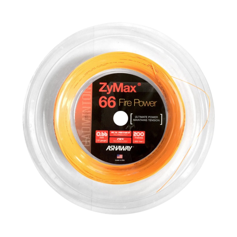 Ashaway Zymax 66 Fire POWER String (200m Reel) Orange Orange 200m Reel