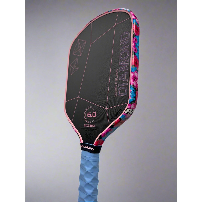 Custom Six Zero Double Black Diamond Control Pickleball Paddle – Hesacore Grip – Aloha