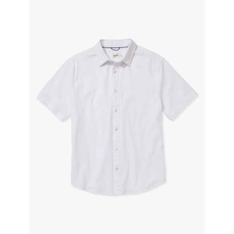 Fair Harbor Mens The Seersucker Shirt Navy Small