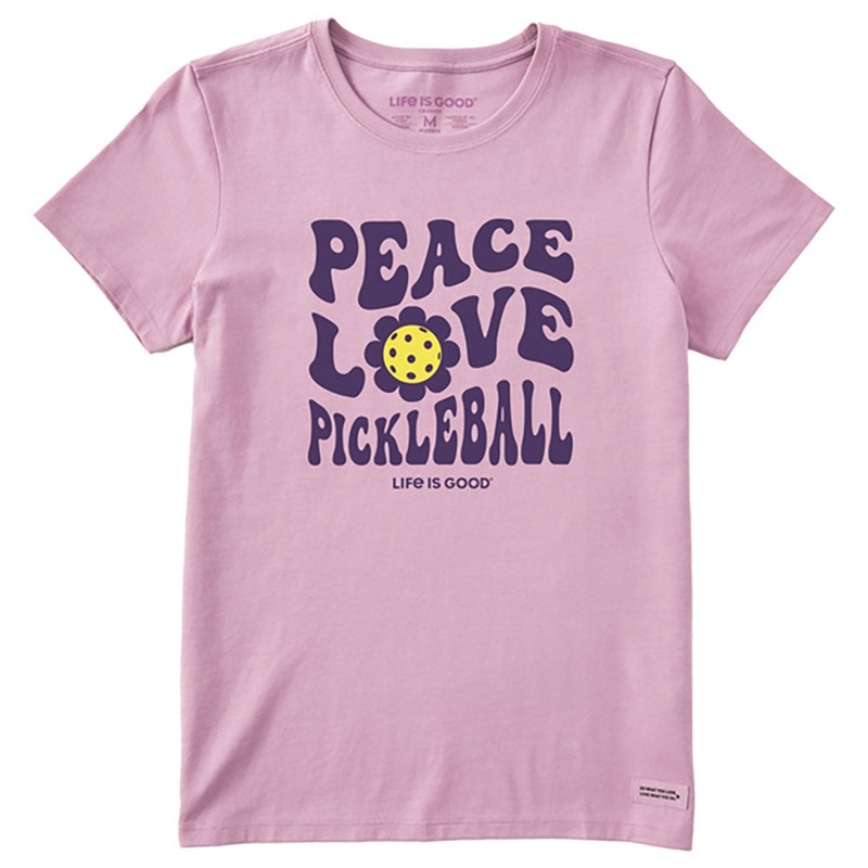 Life Is Good Groovy Peace Love Pickleball Womens T-Shirt