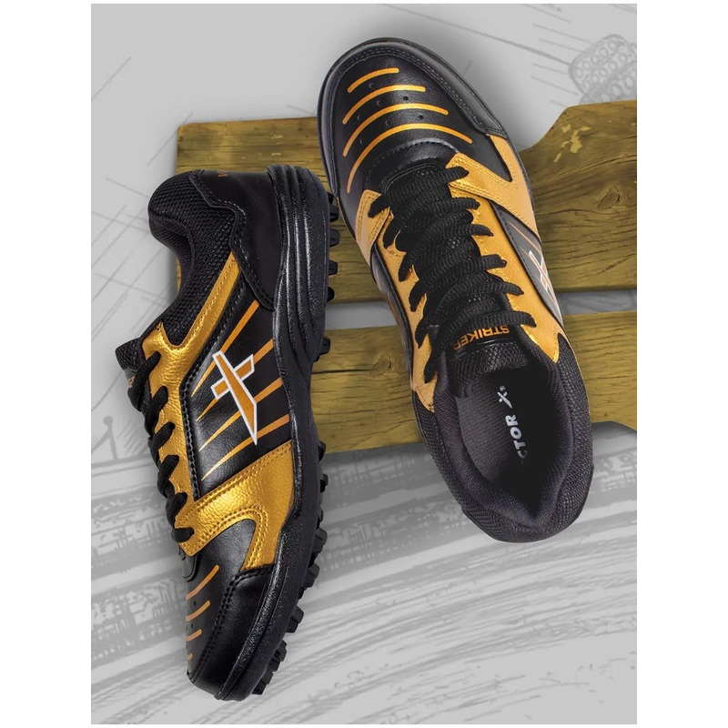 VECTOR X Striker Cricket Shoes For Men | KIBI Sports 5 UK Black-Gold