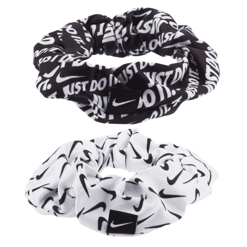 Women`s Gathered Hair Ties (2 Pack) White and Black