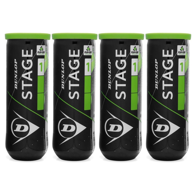 Dunlop Stage 1 Green Tennis Balls – Pack of 4 (Total 12 Balls)