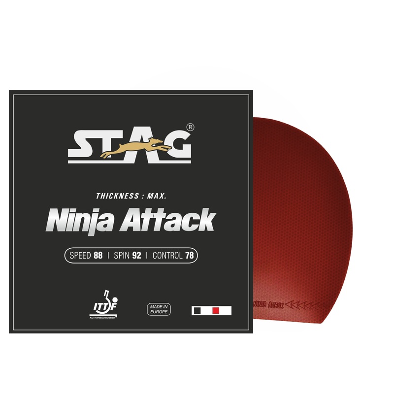 STAG GLOBAL Ninja Attack Table Tennis Racket Rubber | Kibi Sports BLACK